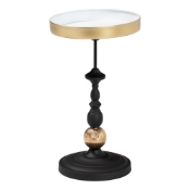 Baxton Studio Javion Modern Glam Round Accent Side Table - Black & Gold Metal End Table with Tray Top for Indoor or Semi-Outdoor Use Baxton Studio restaurant furniture, hotel furniture, commercial furniture, wholesale living room furniture, wholesale end table, classic end table
